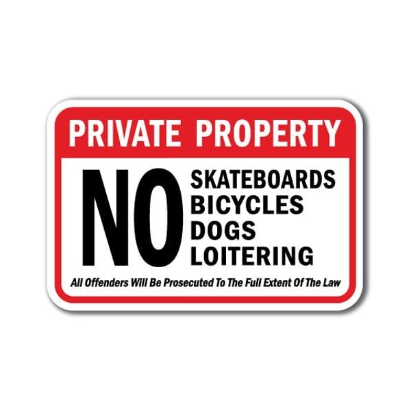 Signmission Safety Sign, 12 in Height, Aluminum, No Loitering - Pri Prop A-1218 No Loitering - Pri Prop - main
